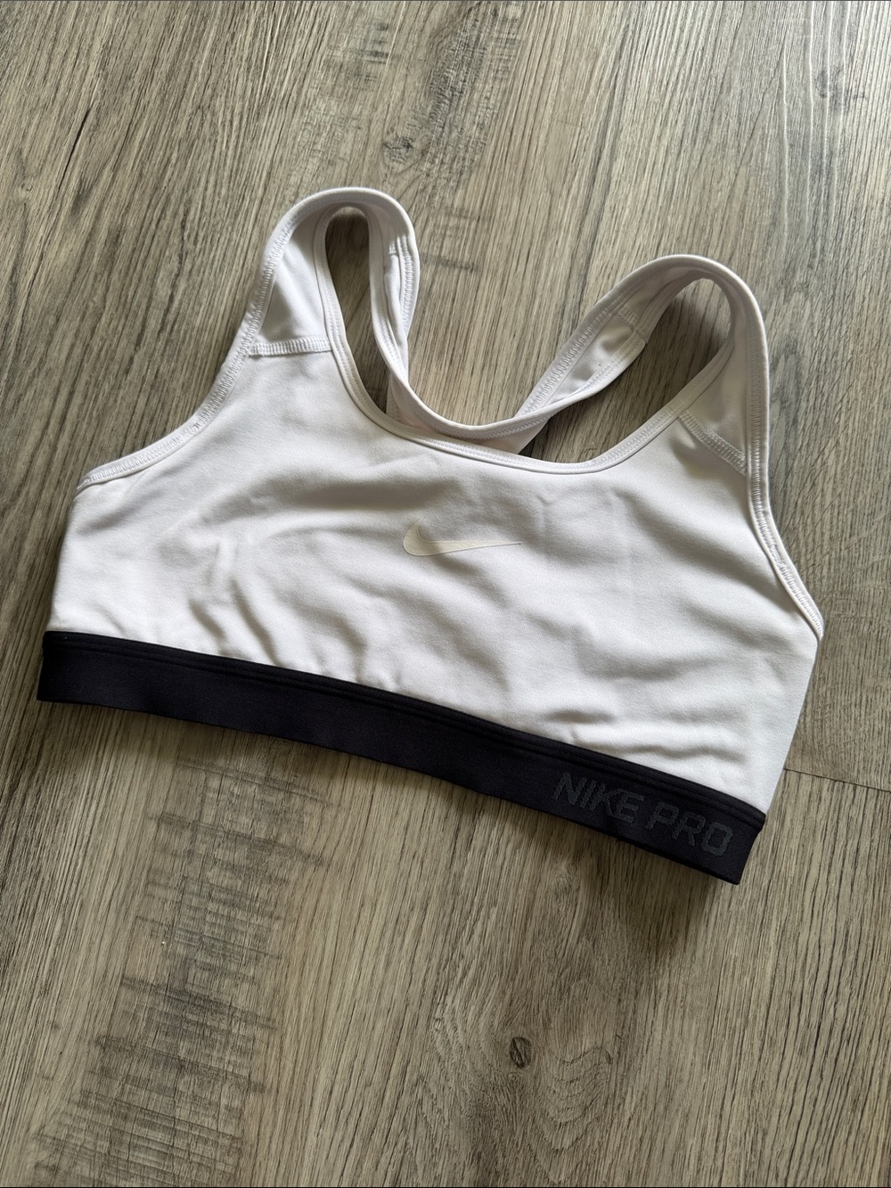Nike White Sports Bra with Black Elastic Band
